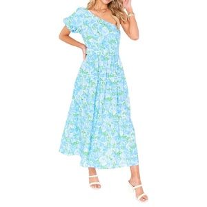 Deluca Dress One Shoulder Belted Maxi